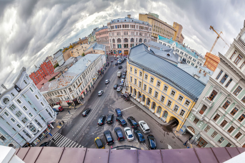 Вид на Мясницкую улицу из нового здания Вышки (Мясницкая, 11)