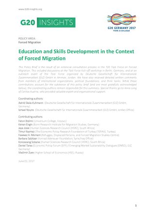 Education and Skills Development in the Context of Forced Migration