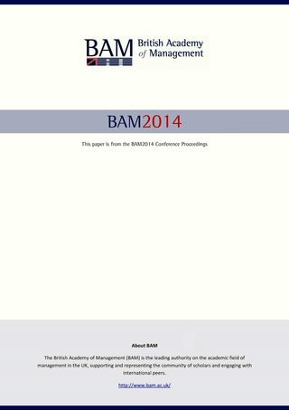 Proceedings of the 28th Annual Conference of the British Academy of Management BAM 2014
