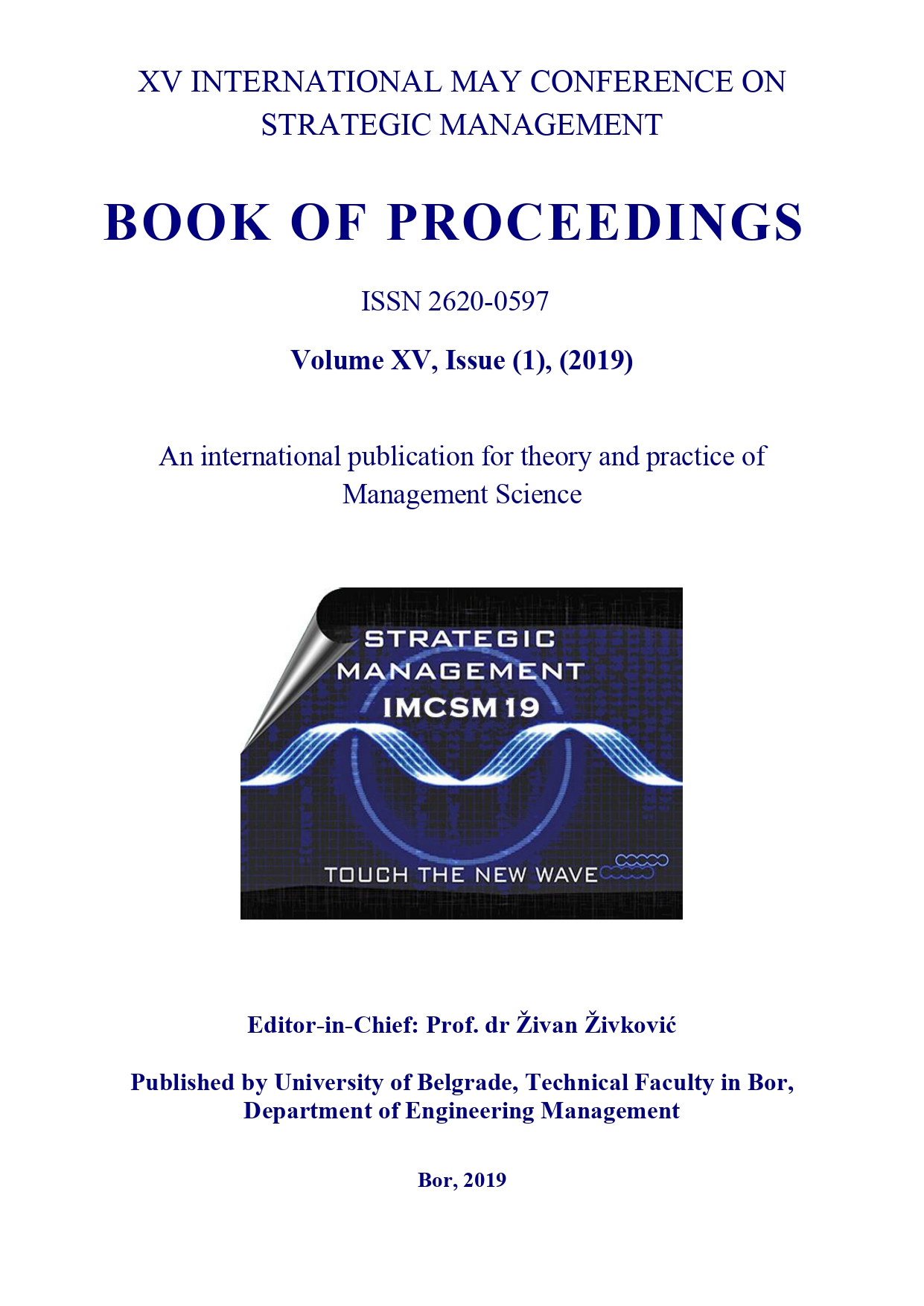 Book of Proceedings International May Conference on Strategic Management, IMCSM19