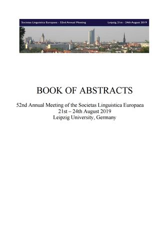 The 52nd Annual Meeting of the Societas Linguistica Europaea (21st – 24th August 2019)