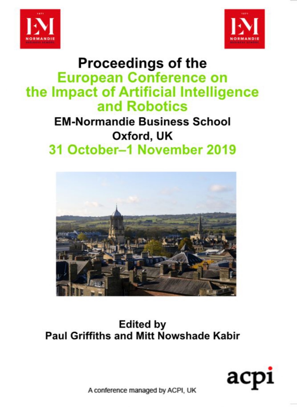 Proceedings of the European Conference on the Impact of Artificial Intelligence and Robotics