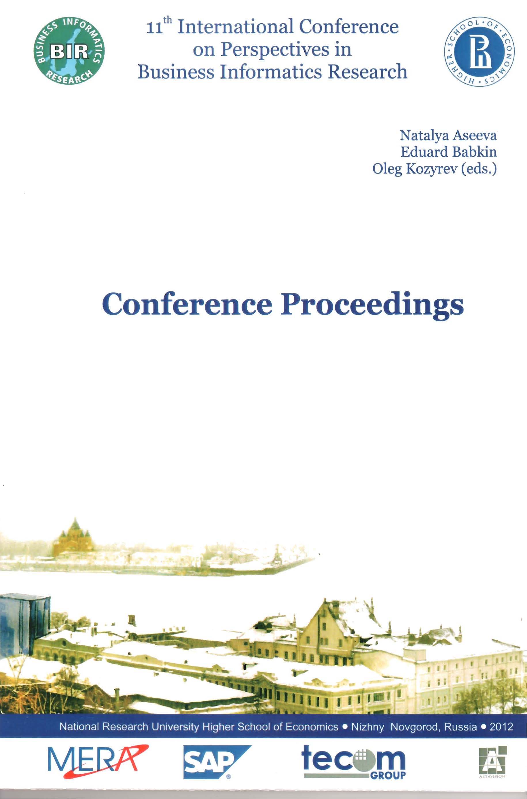 Перспективные направления исследований в области бизнес-информатики: Материалы XI международной конференции